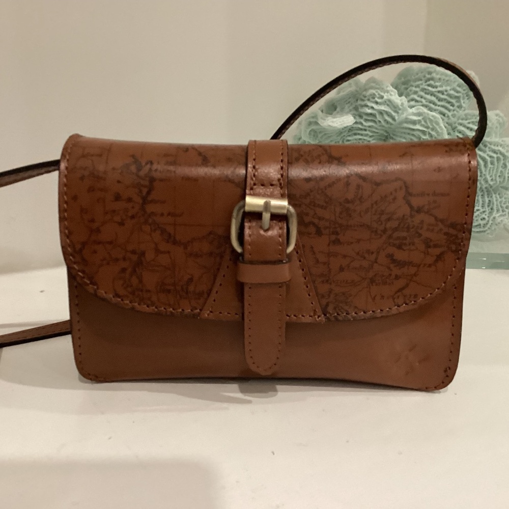REDUCED NWT PATRICIA NASH BROWN LEATHER MAP SMALL CROSS BODY PURSE BAG